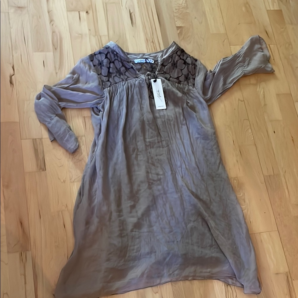 Women's Pure Silk Dress 3/4 Sleeve Made in Italy NEW WITH TAGS